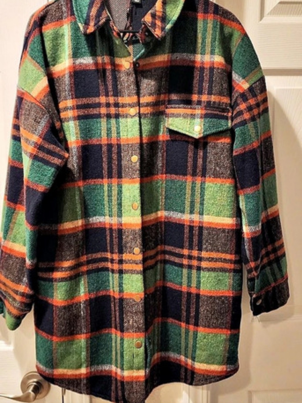 J.NNA Plaid Shacket in Green & Navy Like New